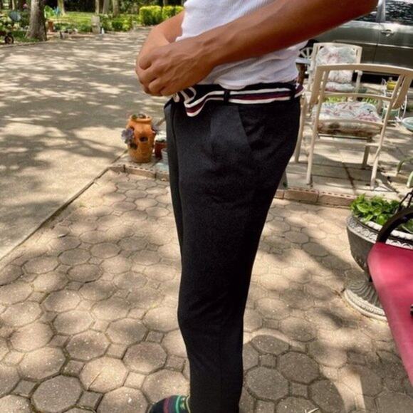 Massimo Rebecchi belted Tweed Pants grey L - Picture 7 of 8